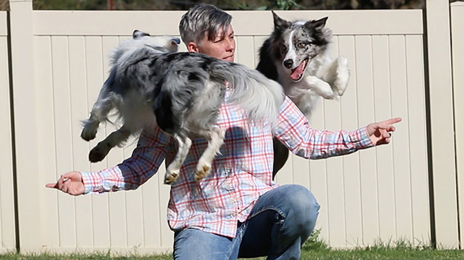 Emily Larlham and her dogs